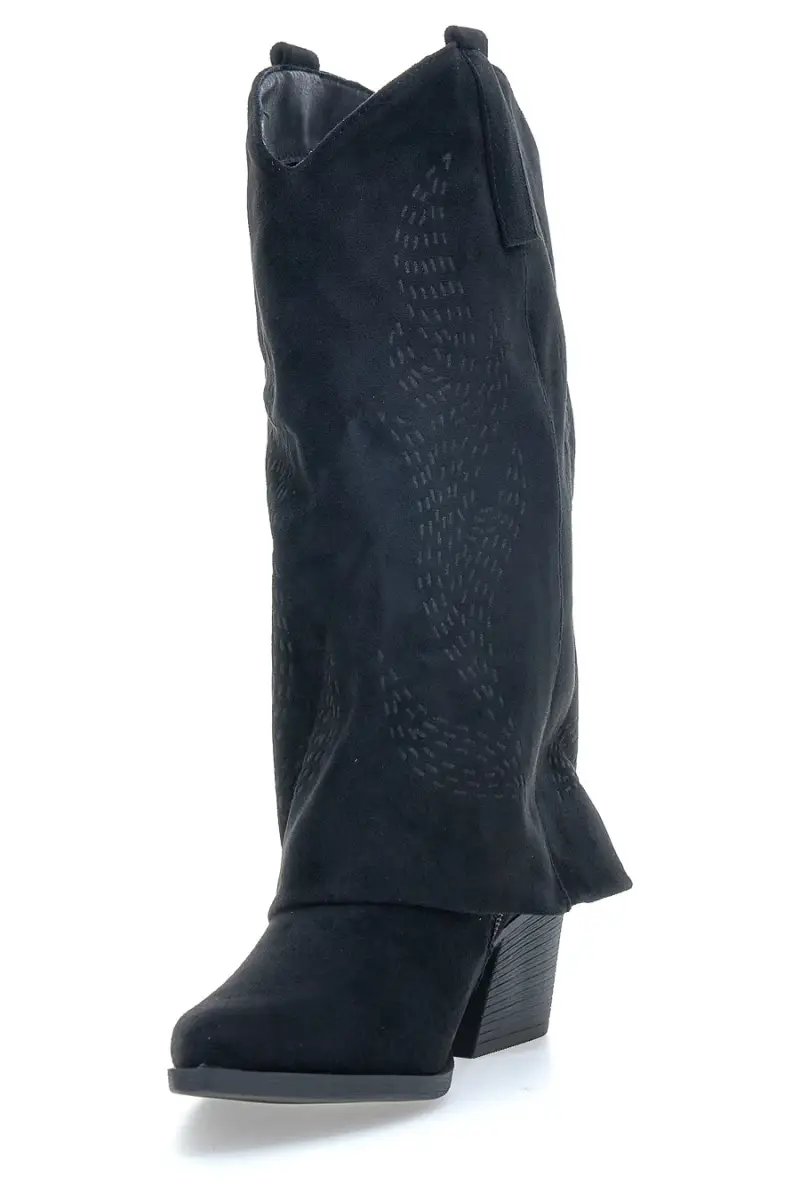 Stivali texani neri con tacco e lavorazione traforata Cafè Cost H3W2058Y130 [NERO] miniatura 3