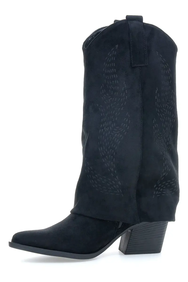 Stivali texani neri con tacco e lavorazione traforata Cafè Cost H3W2058Y130 [NERO] miniatura 4