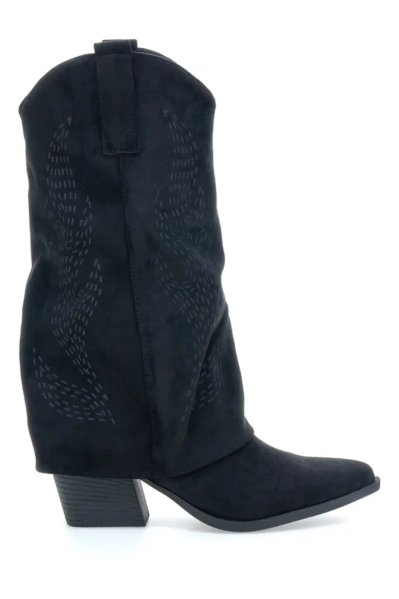 Stivali texani neri con tacco e lavorazione traforata Cafè Cost H3W2058Y130 [NERO]