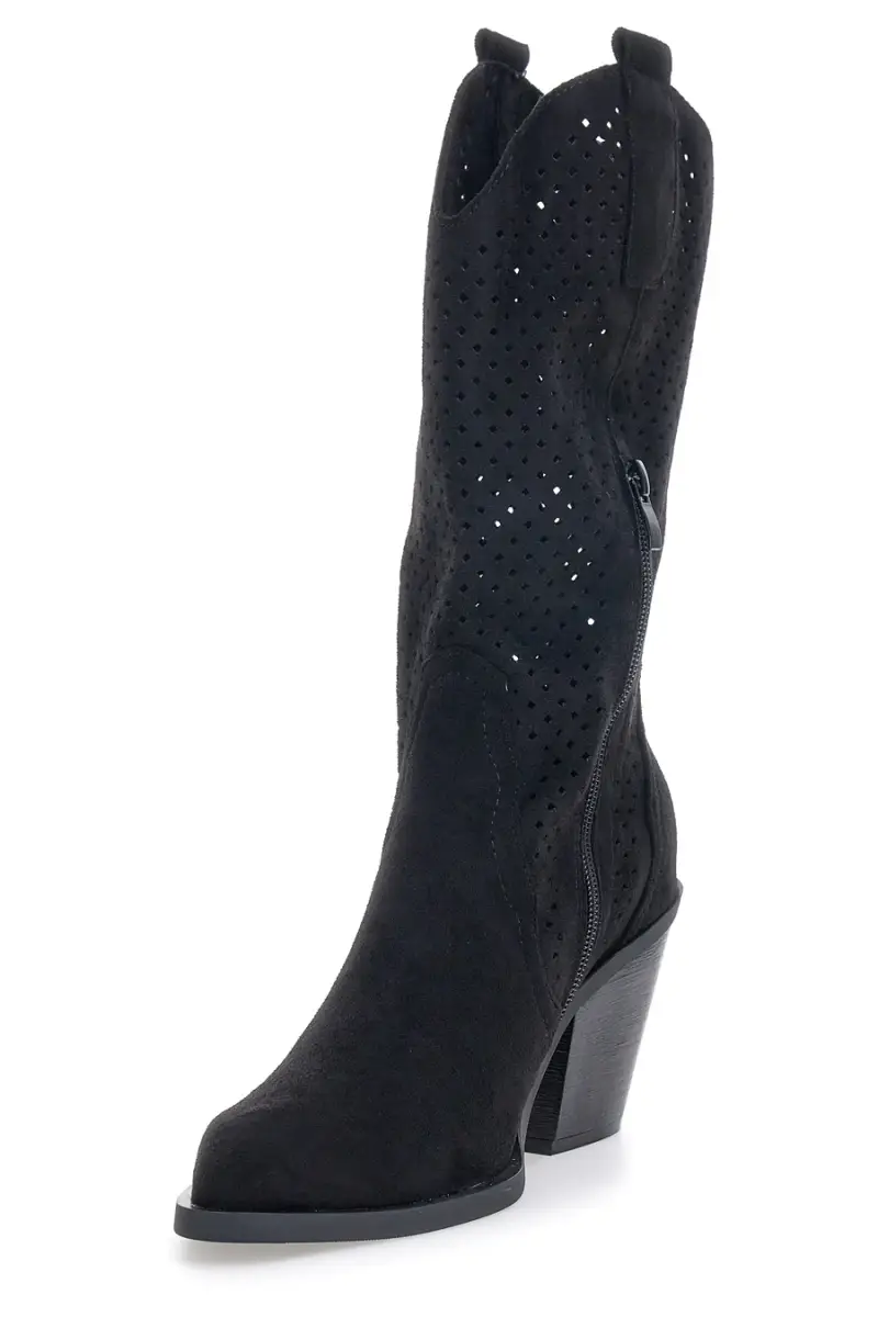 Stivali texani neri traforati Cafe cost P663 [NERO] miniatura 3