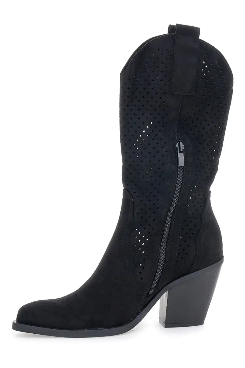 Stivali texani neri traforati Cafe cost P663 [NERO] miniatura 4