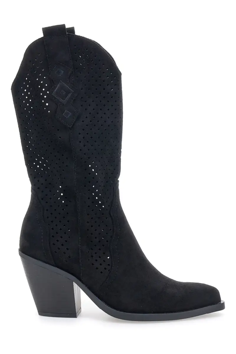 Stivali texani neri traforati Cafe cost P663 [NERO]