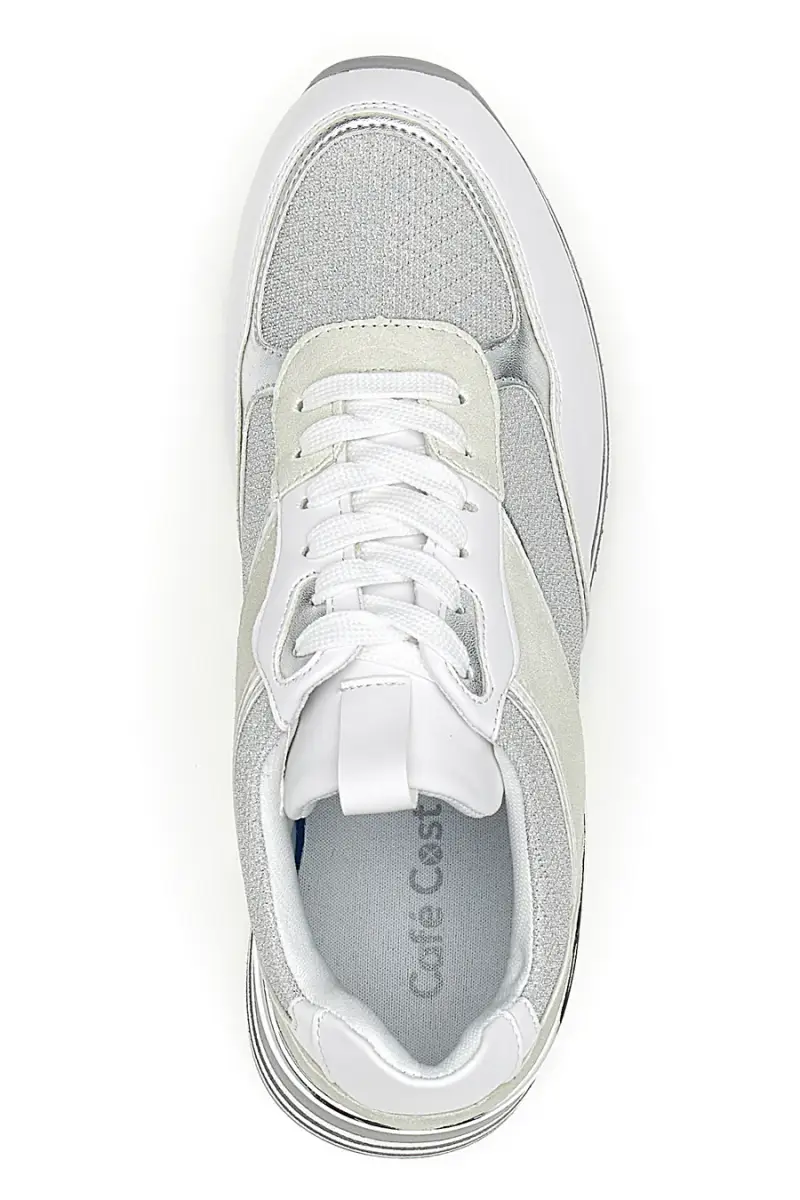 Stringate Bianche con Platform e Tomaia con Brillantini CAFE COST H1506049 [BIANCO] miniatura 3