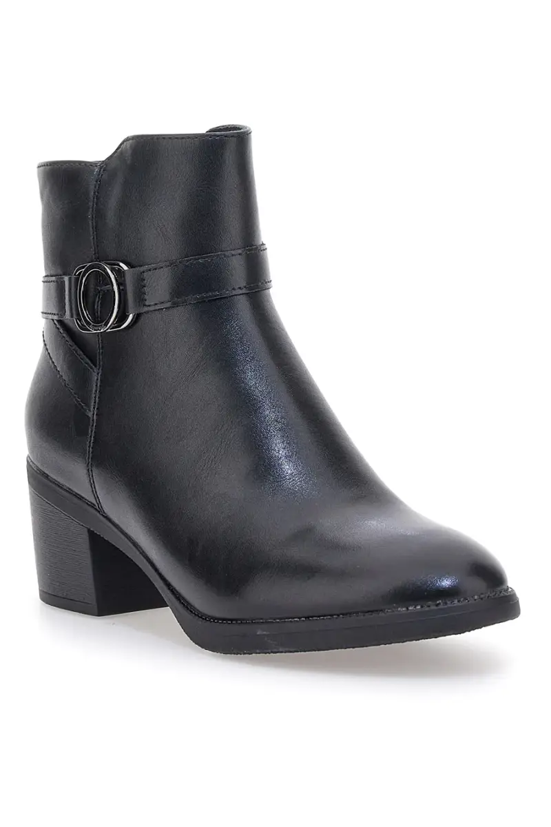 Tronchetti neri con tacco largo e cinturino decorativo Cafe' Cost 240562 [NERO] miniatura 2