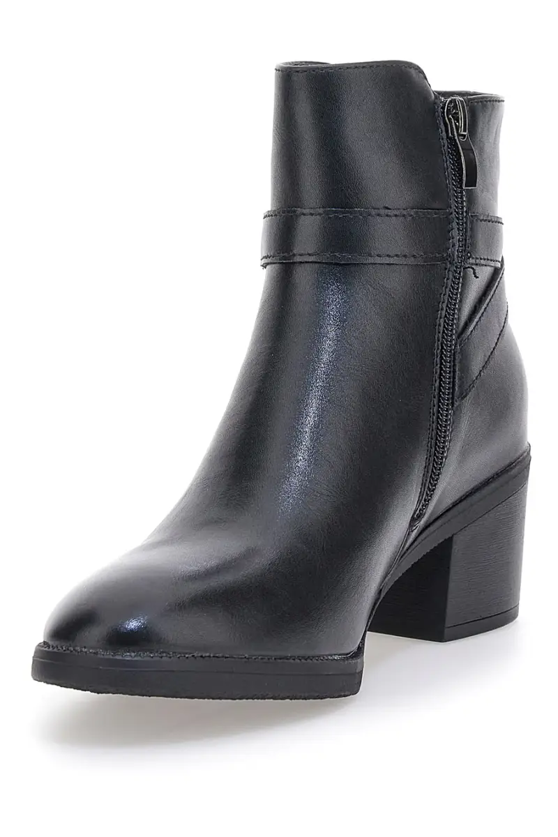 Tronchetti neri con tacco largo e cinturino decorativo Cafe' Cost 240562 [NERO] miniatura 3