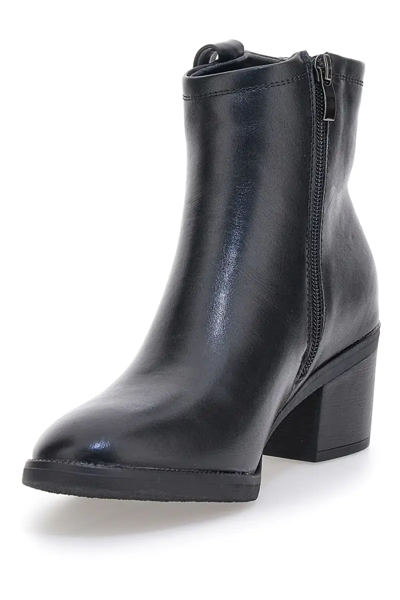 Tronchetti neri con tacco largo e passante laterale Cafe' Cost 240561 [NERO] miniatura 3