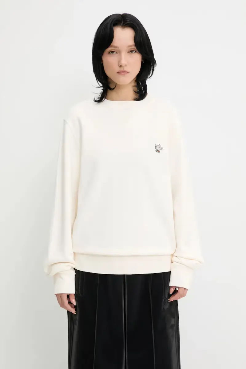 felpa in cotone Barista Fox Patch Regular colore beige OU00301KM0330 miniatura 2