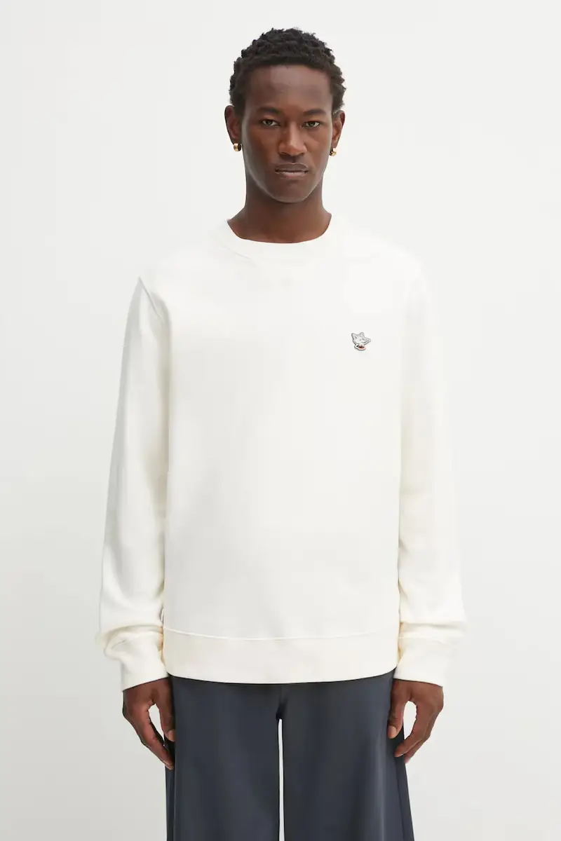 felpa in cotone Barista Fox Patch Regular colore beige OU00301KM0330