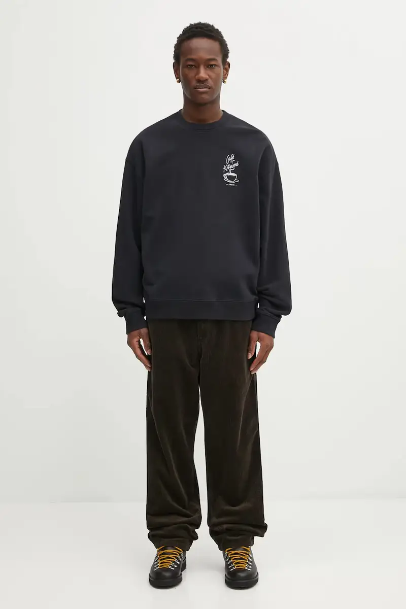 felpa in cotone Coffee Cup Relaxed uomo colore nero con applicazione CKMU00302KM0330 miniatura 5