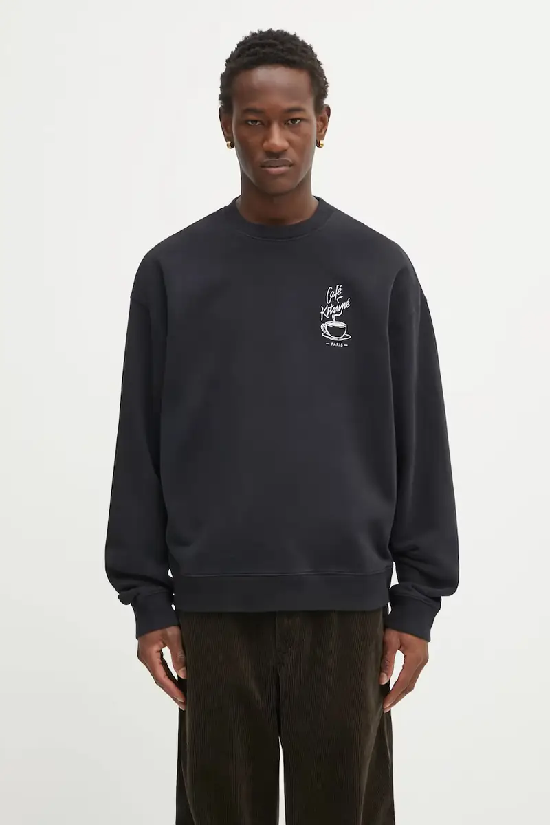 felpa in cotone Coffee Cup Relaxed uomo colore nero con applicazione CKMU00302KM0330