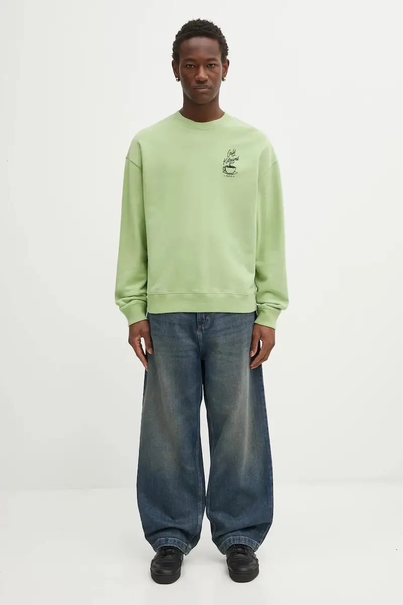 felpa in cotone Coffee Cup Relaxed uomo colore verde con applicazione CKMU00302KM0330 miniatura 5