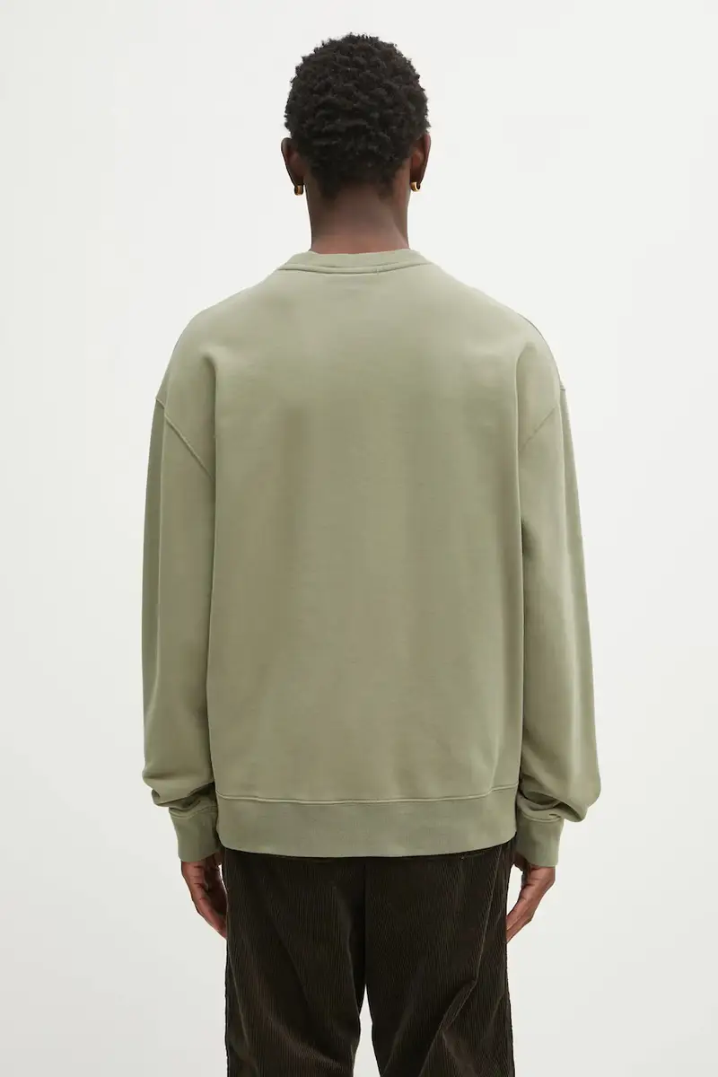 felpa in cotone Relax uomo colore verde con applicazione PU00301KM0330 miniatura 3