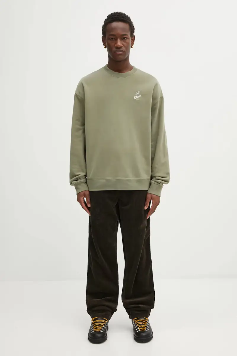 felpa in cotone Relax uomo colore verde con applicazione PU00301KM0330 miniatura 5