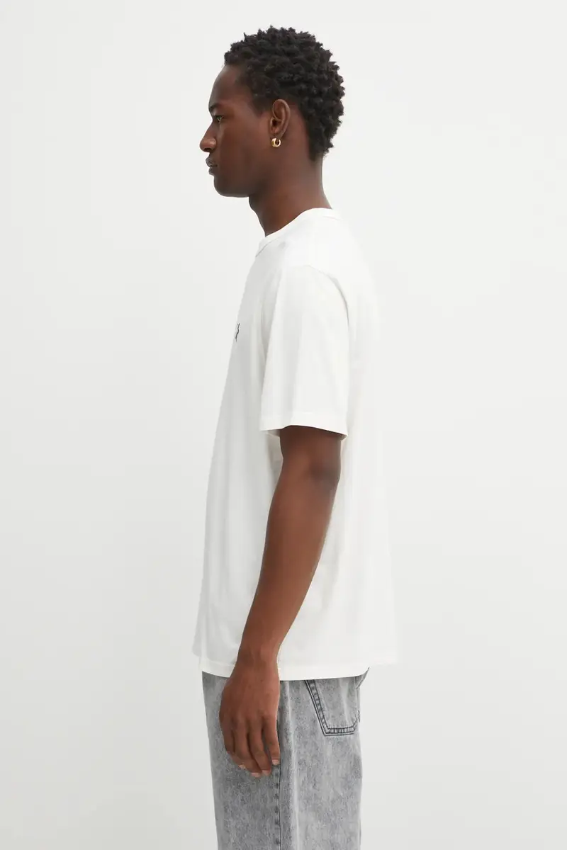 t-shirt in cotone Barista Fox Patch Relax colore beige CKNU00102KJ7014 miniatura 3