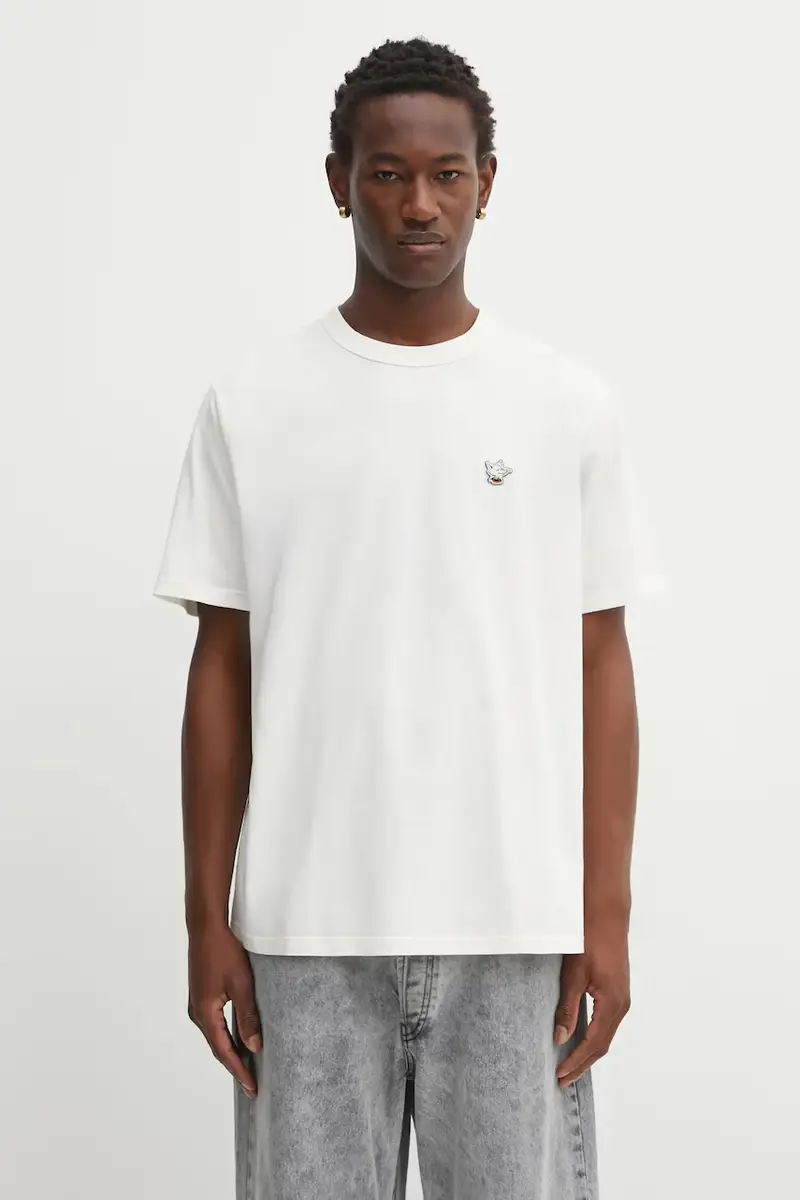 t-shirt in cotone Barista Fox Patch Relax colore beige CKNU00102KJ7014