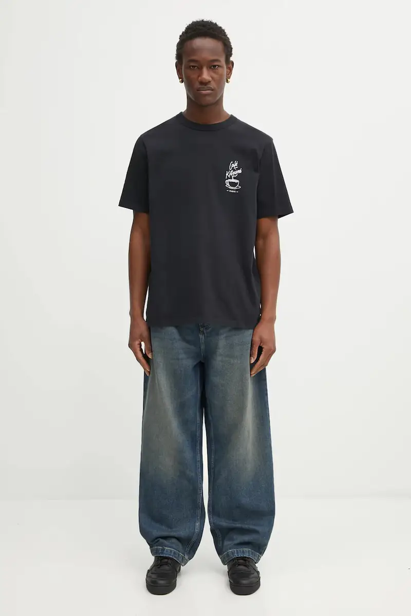 Café Kitsuné T-shirt Uomo Nero 3528129 miniatura 5