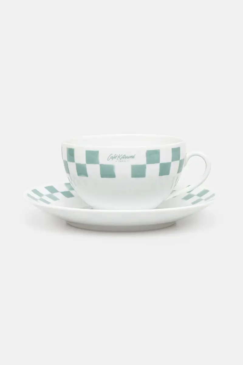 tazzina con piattino Checkerboard Porcelain Cappuccino Cup And Saucer colore bianco PU08103O0010