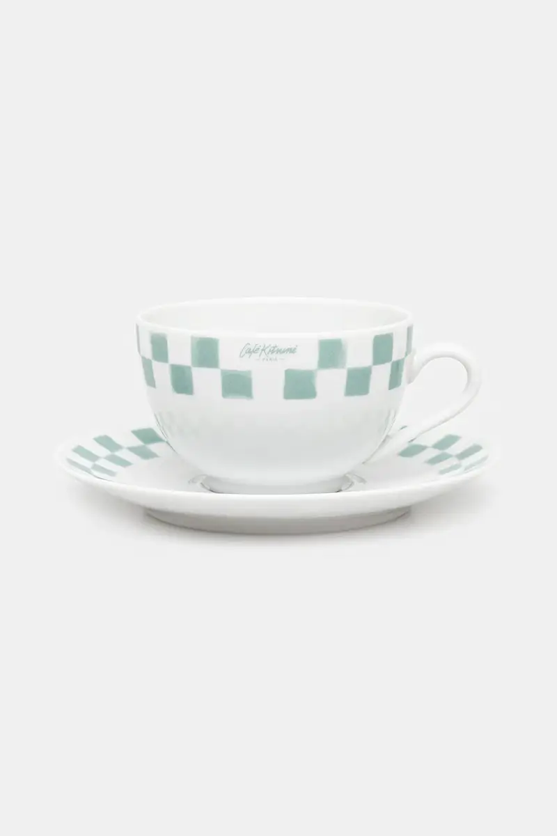tazzina con piattino Checkerboard Porcelain Cup And Saucer colore bianco PU08111O0010