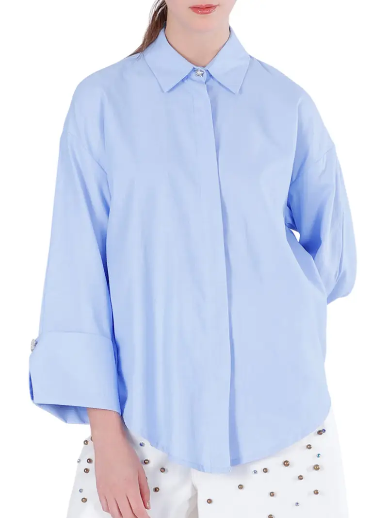 camicia casual cafènoir da donna - celeste