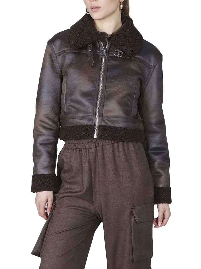 cappotto cafènoir shearling da donna - marrone