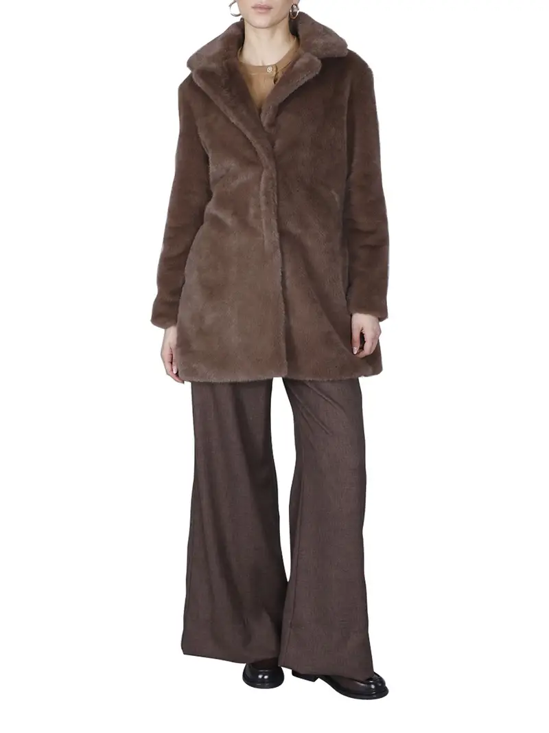 cappotto similpelliccia cafènoir da donna - marrone