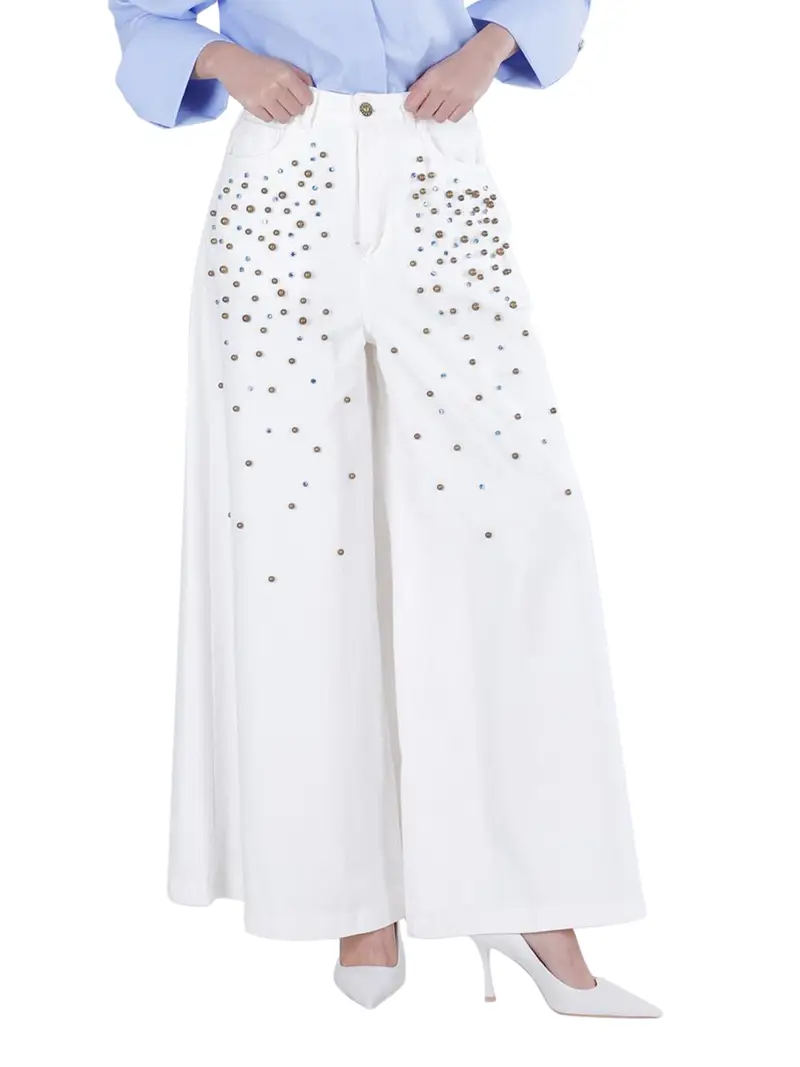 jeans wide cafènoir da donna - bianco