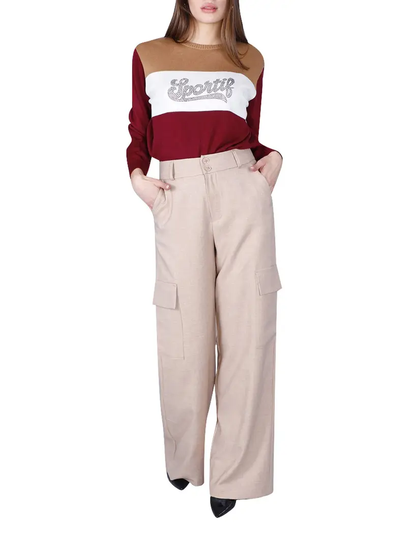 pantalone cargo cafènoir da donna - beige
