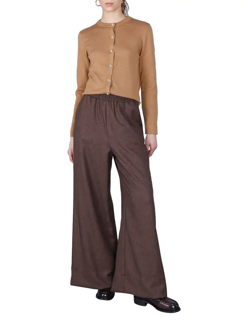 pantalone palazzo cafènoir da donna - marrone