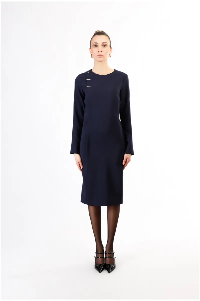 abito finto portafoglio tessuto bistretch navy