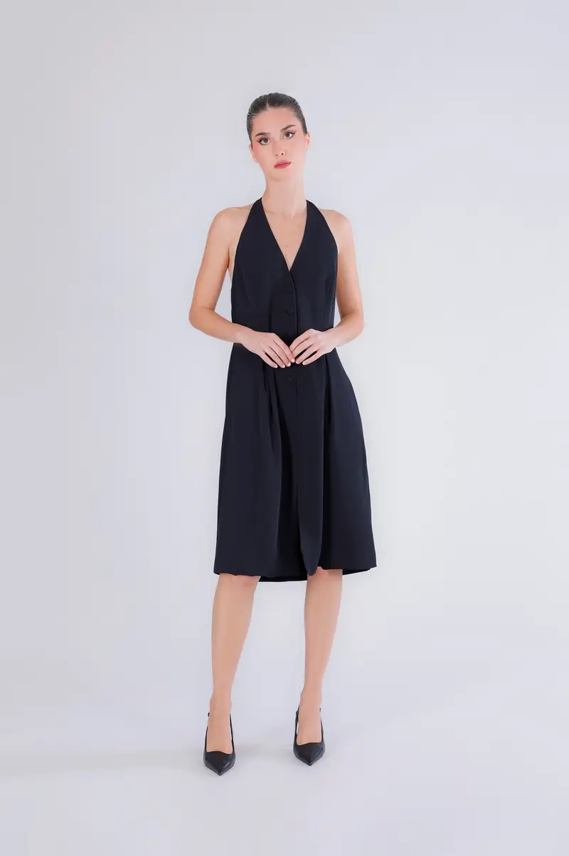 abito scollo americana in cadì nero