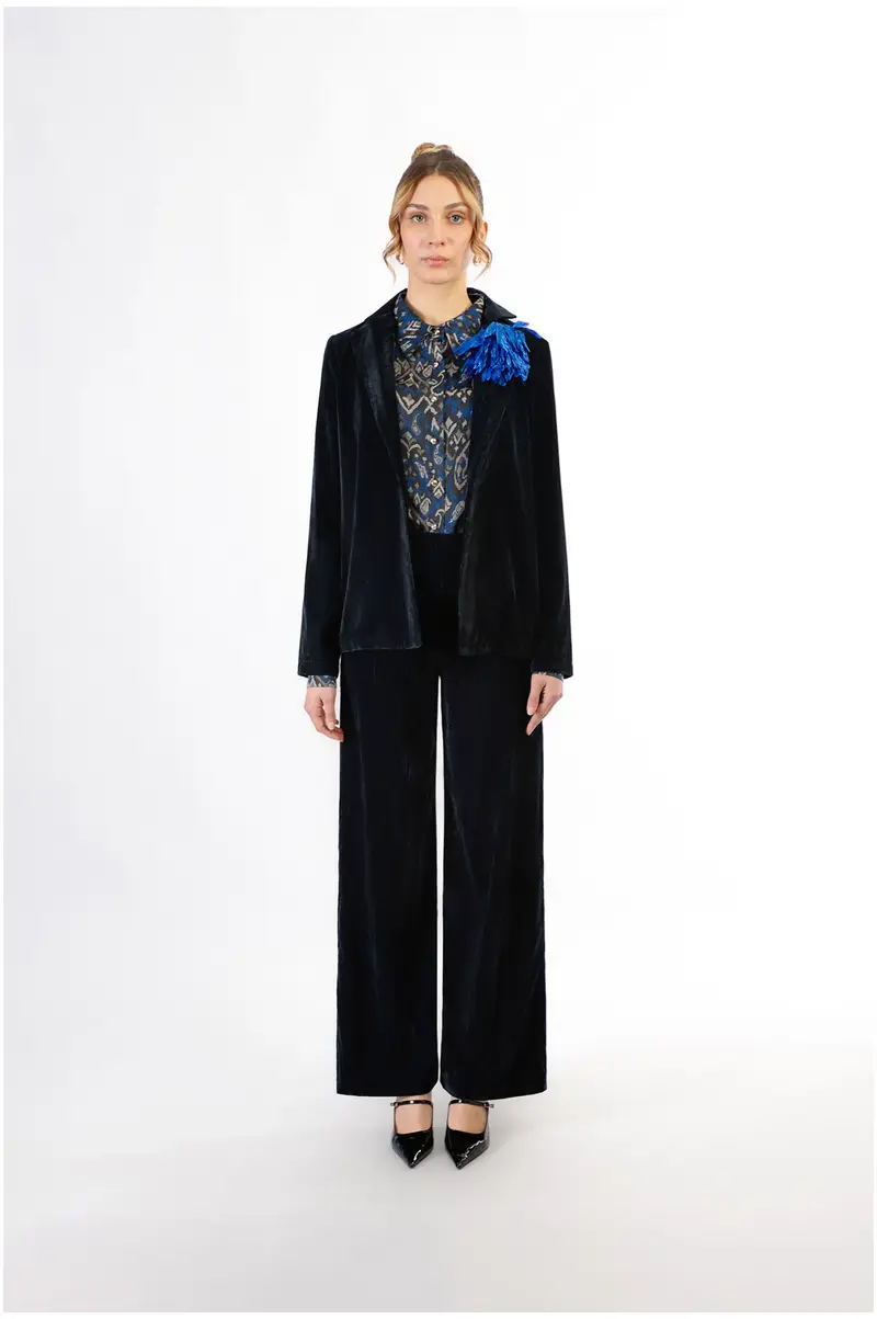 blazer in velluto cangiante petrolio