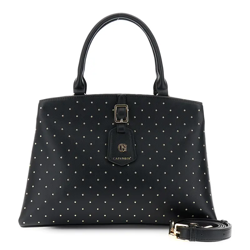 borsa a mano con applicazione di microborchie nero