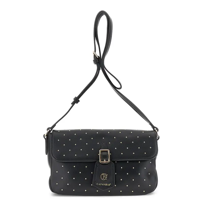 borsa a mano con applicazione di microborchie nero