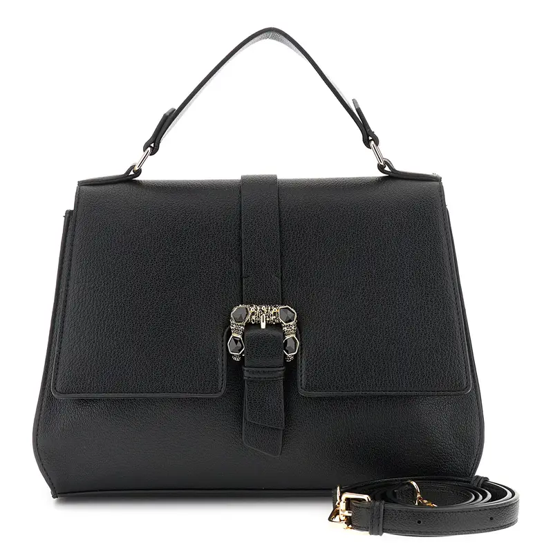 borsa a mano con fibbia gioiello nero