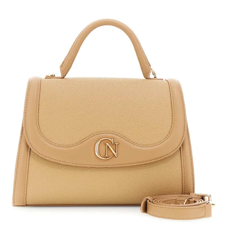 borsa a mano con pattina biscotto