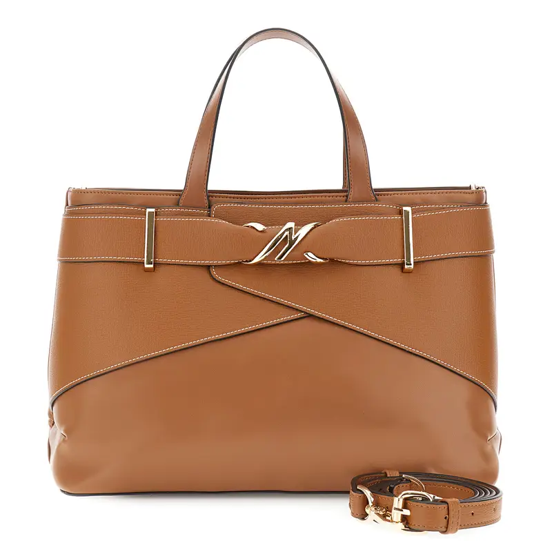 borsa a mano effetto pelle con dettaglio in metallo cuoio