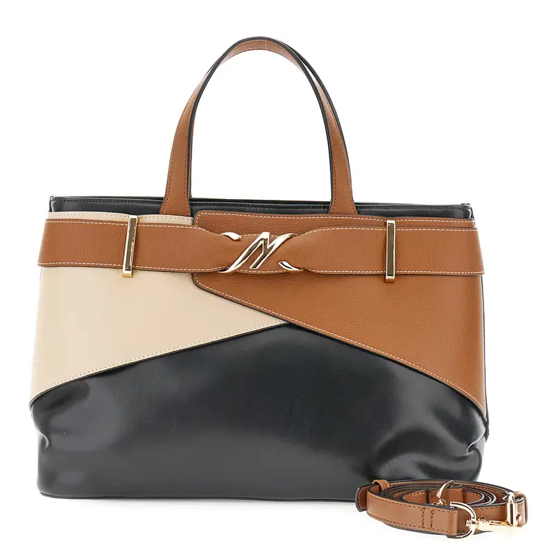 borsa a mano effetto pelle con dettaglio in metallo multicolor