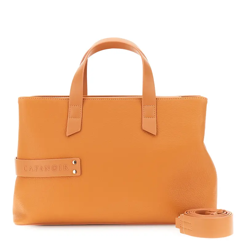 borsa a mano effetto pelle con grana con passante e logo in tpu arancio