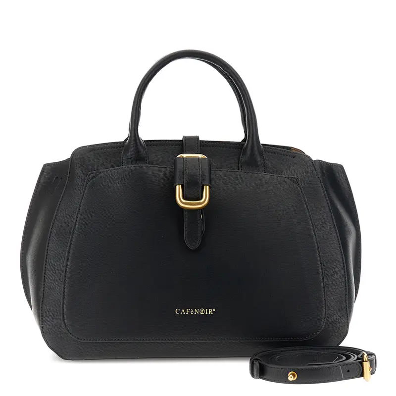 borsa a mano effetto saffiano con tasca applicata nero