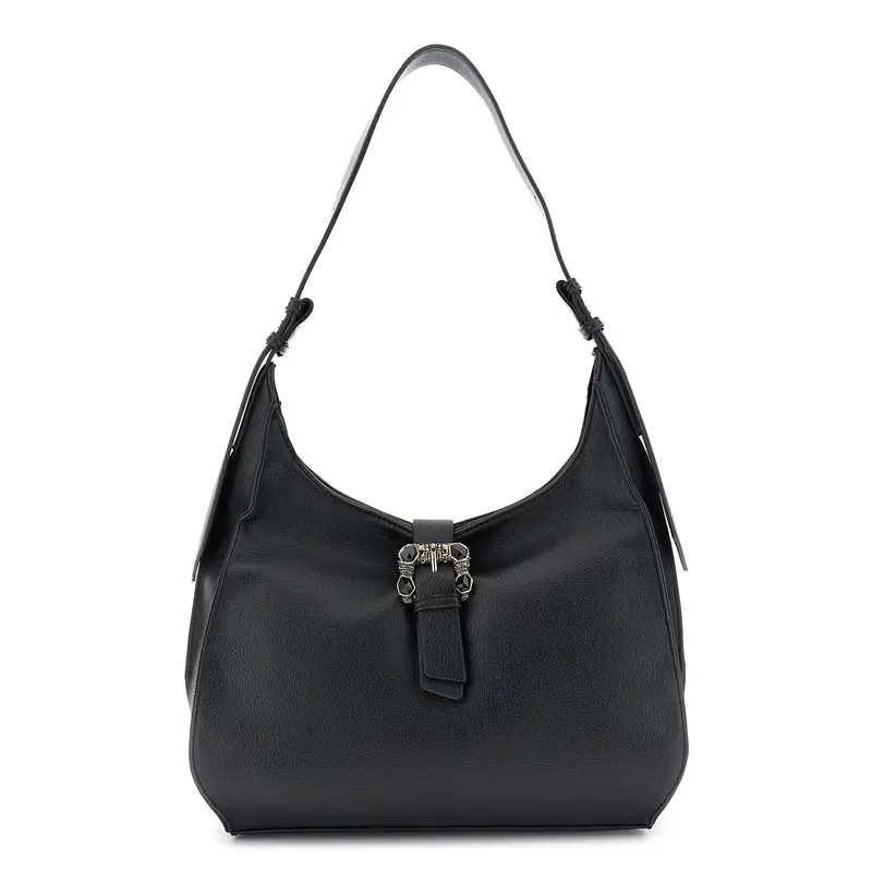 borsa a spalla con costole a contrasto nero