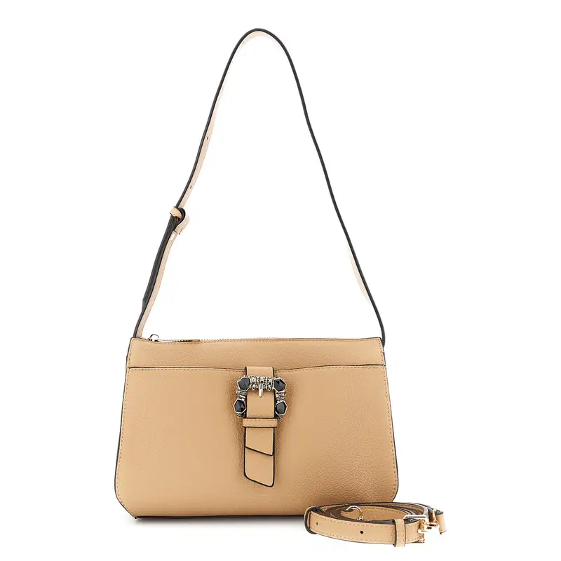 borsa a spalla con fibbia gioiello biscotto