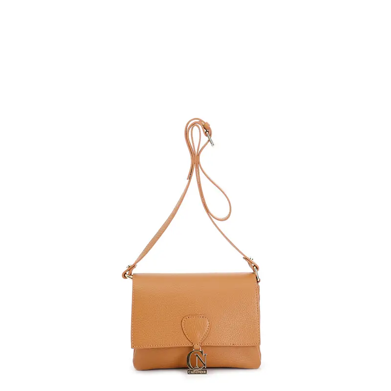 borsa a spalla con pattina in pelle dollaro con tracolla regolabile cuoio