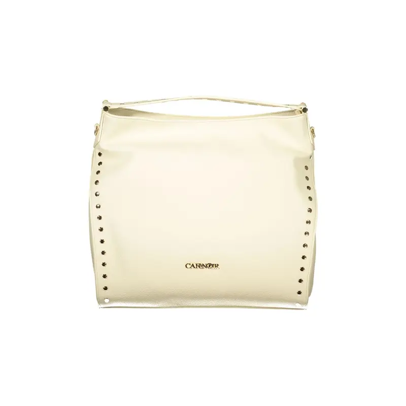 Borsa a Spalla Donna Beige Chiusura con Zip