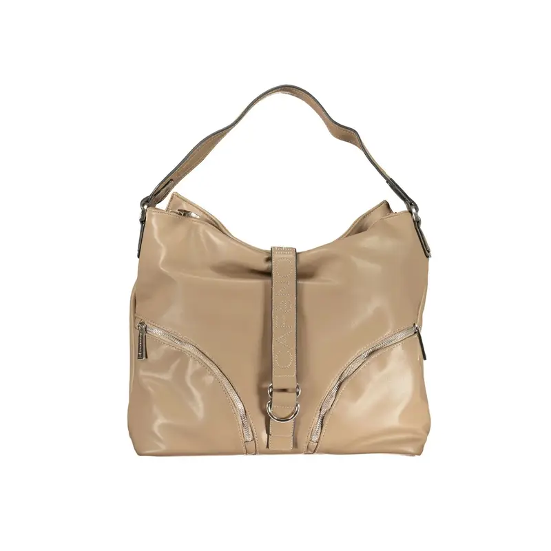 Borsa a Spalla Donna Marrone Dettagli a Contrasto