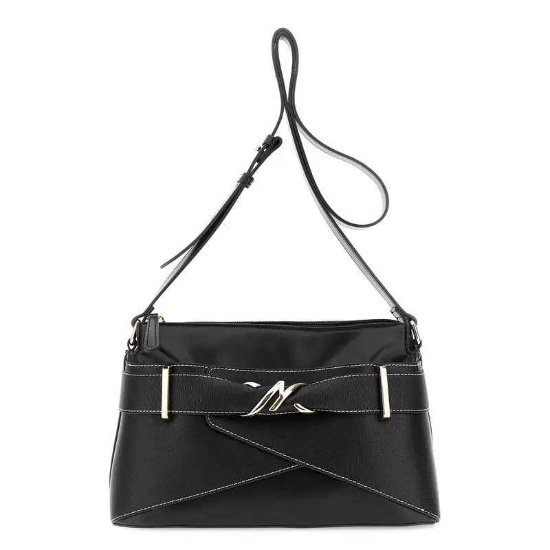 borsa a tracolla con dettaglio in metallo nero