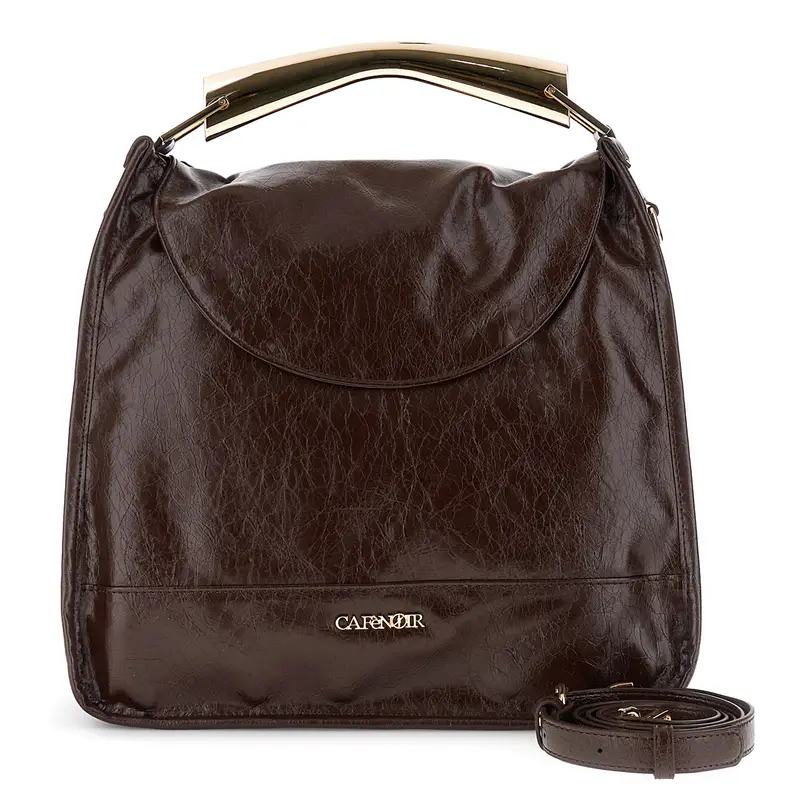 borsa effetto pelle lucida con manico metallico burgundy