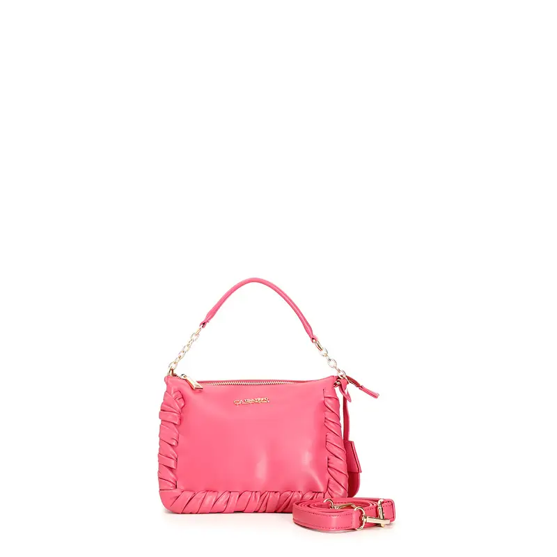 borsa morbida con zip e infilature ai bordi fuxia