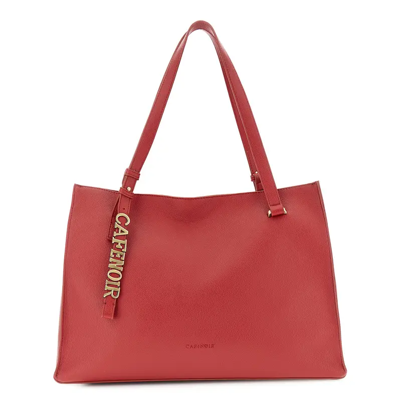 borsa morbida sfoderata con lettering rosso