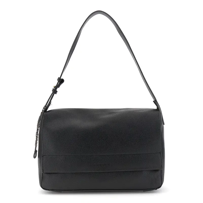 borsa morbida sfoderata con pattina in similpelle nero