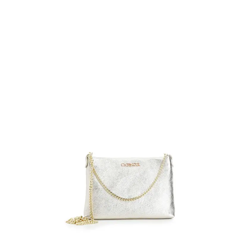 busta in pelle effetto laminato platino